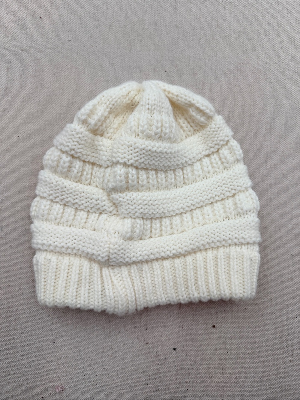 Cream CC Knit Beanie with Patch - Picture 2 of 2